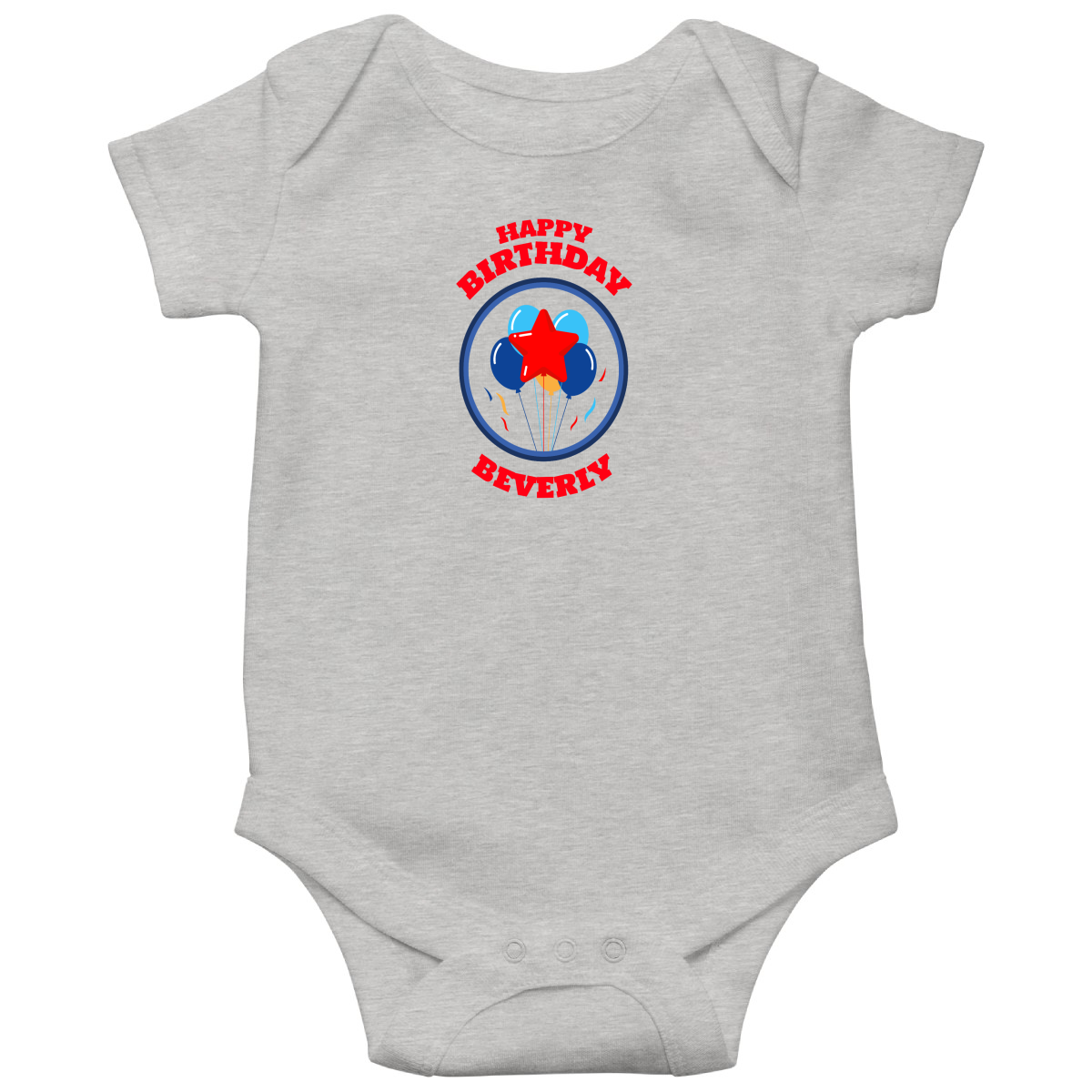 Happy Birthday Beverly Baby Bodysuits | Gray