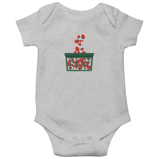 Strawberry Baby Bodysuits | Gray