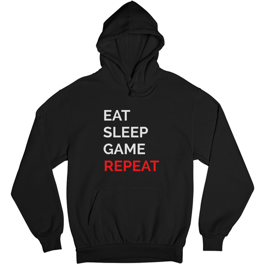 Eat Sleep Game Repeat Unisex Hoodie | Black