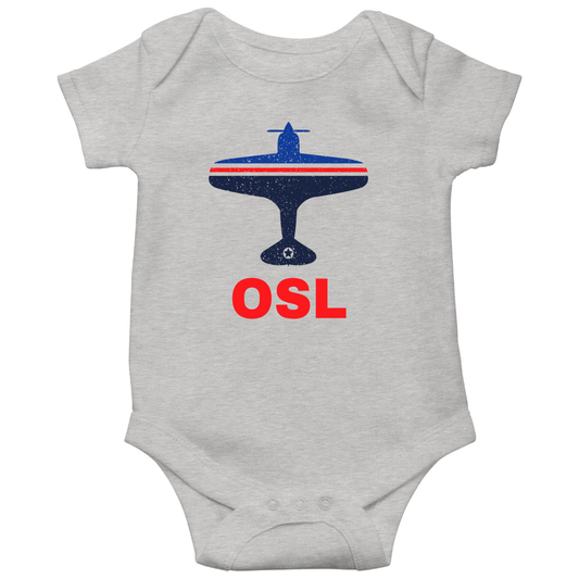 Fly Oslo OSL Airport Baby Bodysuits | Gray