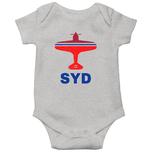 Fly Sydney SYD Airport Baby Bodysuits | Gray