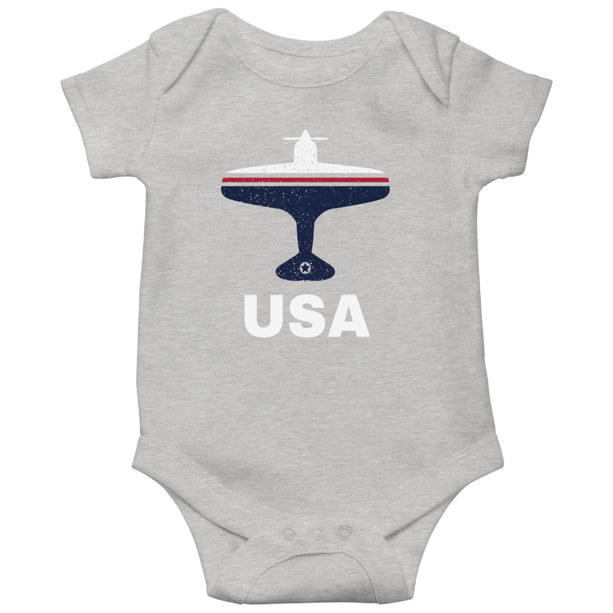 Fly USA Airport Baby Bodysuits | Gray