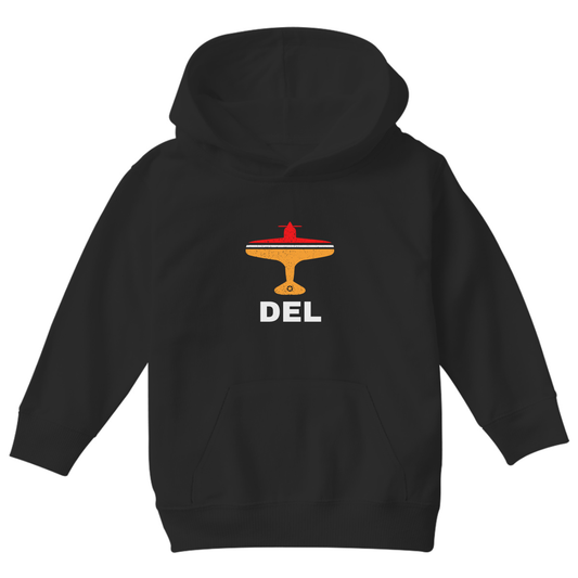 Fly Delhi DEL Airport Kids Hoodie | Black