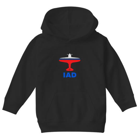 Fly Washington D.C. IAD Airport Kids Hoodie | Black