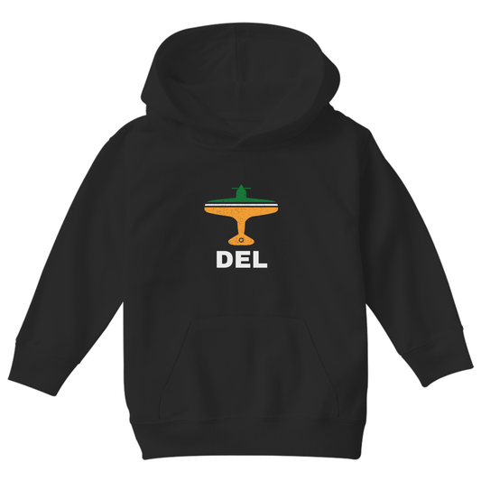 Fly Delhi DEL Airport Kids Hoodie | Black