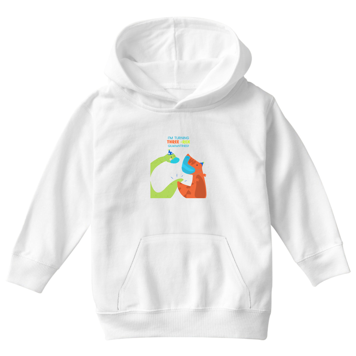 I'm turning three-rex quarantined Kids Hoodie | White
