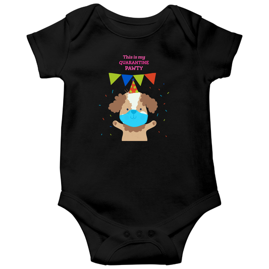 This is my quarantine pawty  Baby Bodysuits | Black