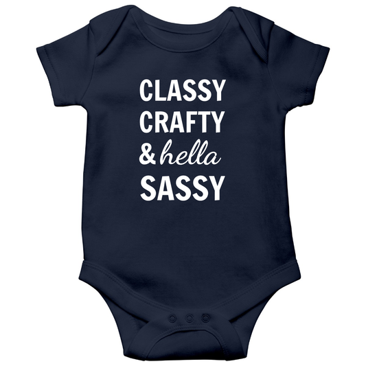 Classy Crafty And Hella Sassy Baby Bodysuits | Navy