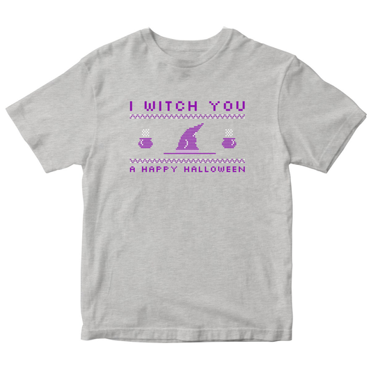 I Witch You a Happy Halloween Kids T-shirt | Gray