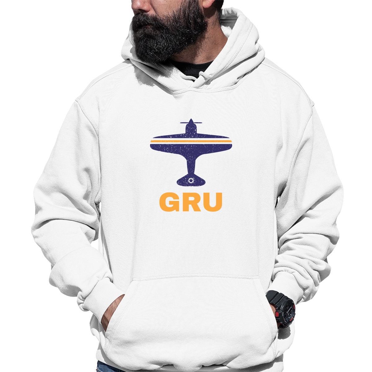 Fly Sao Paulo GRU Airport Unisex Hoodie | White