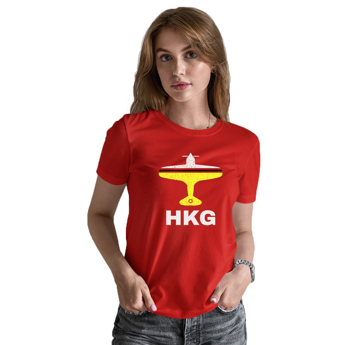 Fly Hong Kong HKG Airport Women's T-shirt | Red