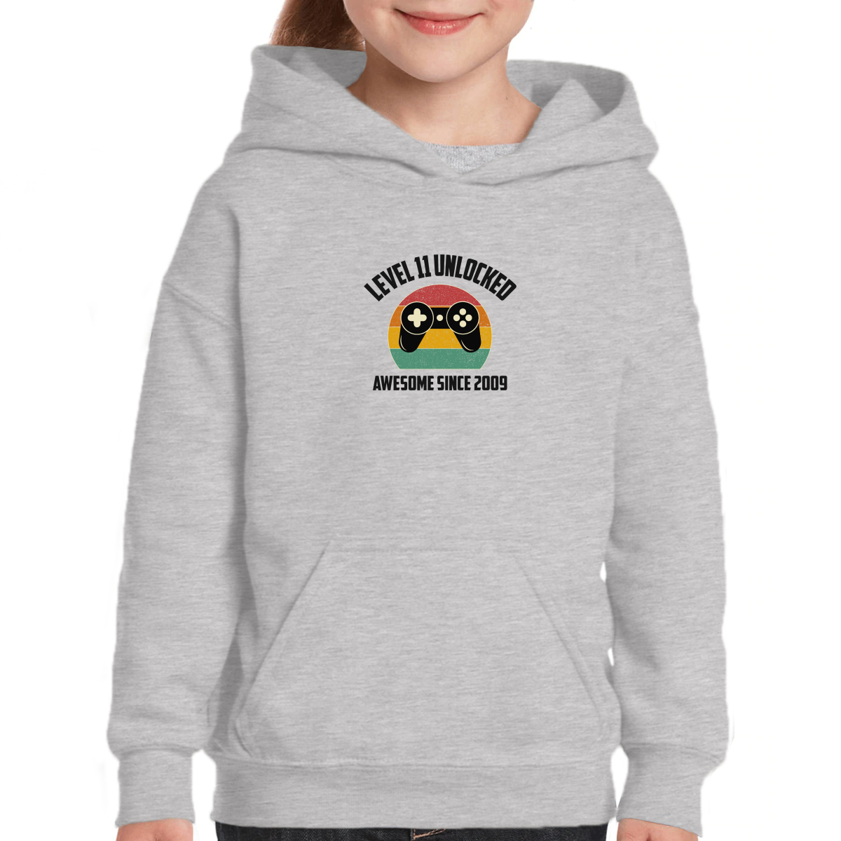 LEVEL 11 UNLOCKED Kids Hoodie | Gray