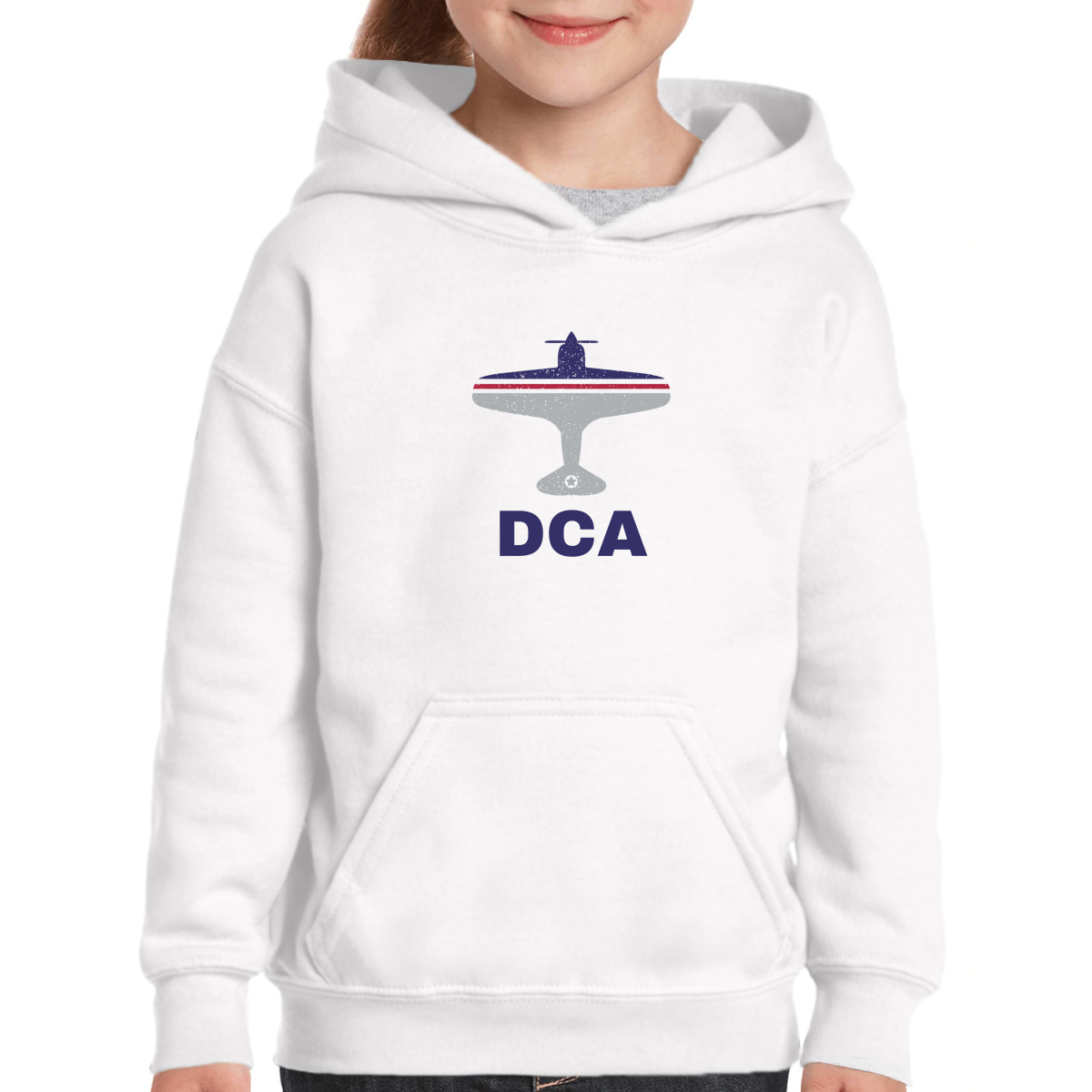Fly Washington D.C. DCA Airport Kids Hoodie | White