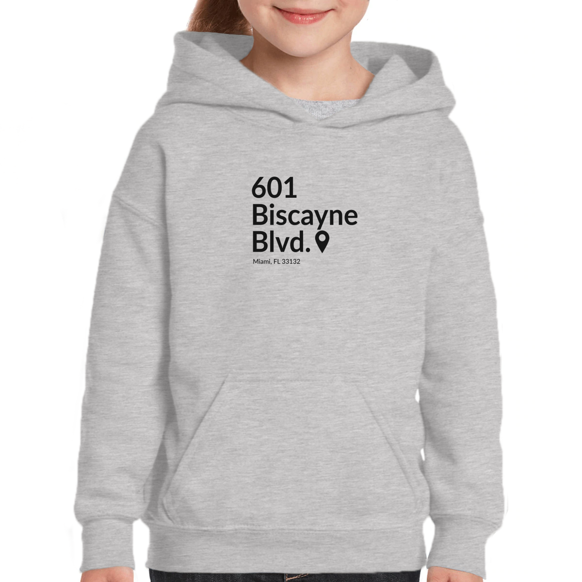 Miami Basketball Stadium Kids Hoodie | Gray