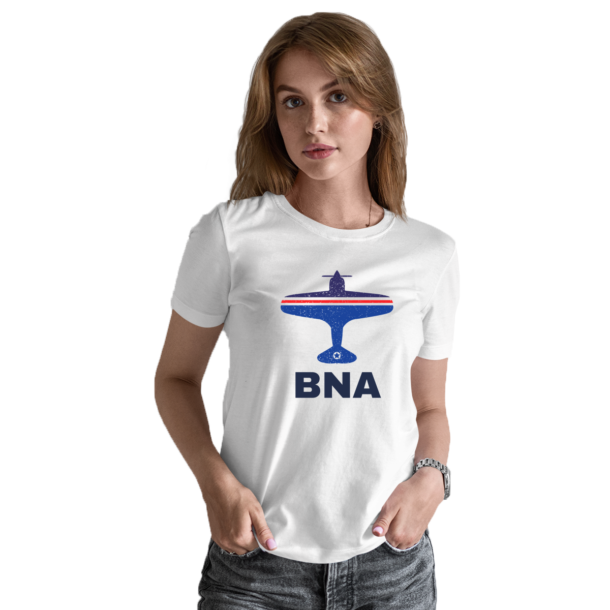 Fly Nashville BNA Airport Women's T-shirt | White