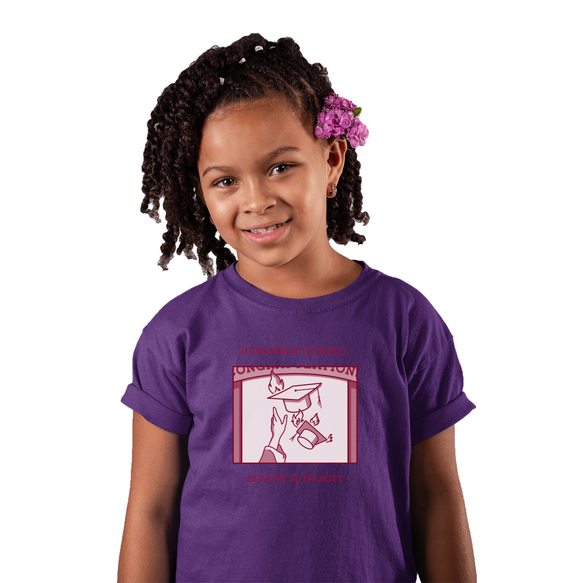Remember To Rebel Agaist Authority Kids T-shirt | Purple