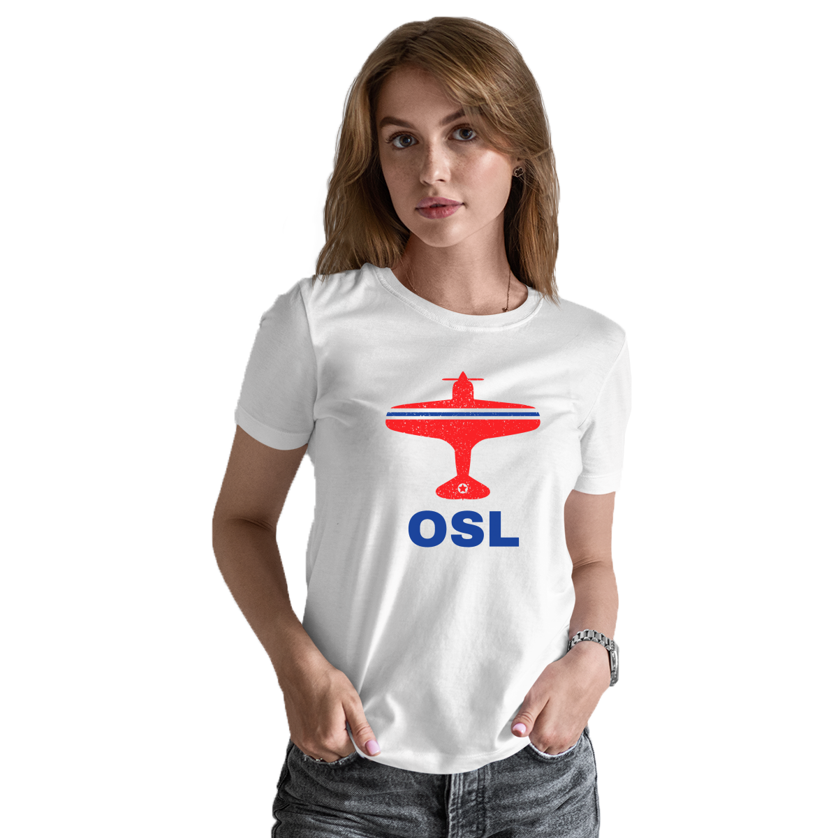 Fly Oslo OSL Airport Women's T-shirt | White