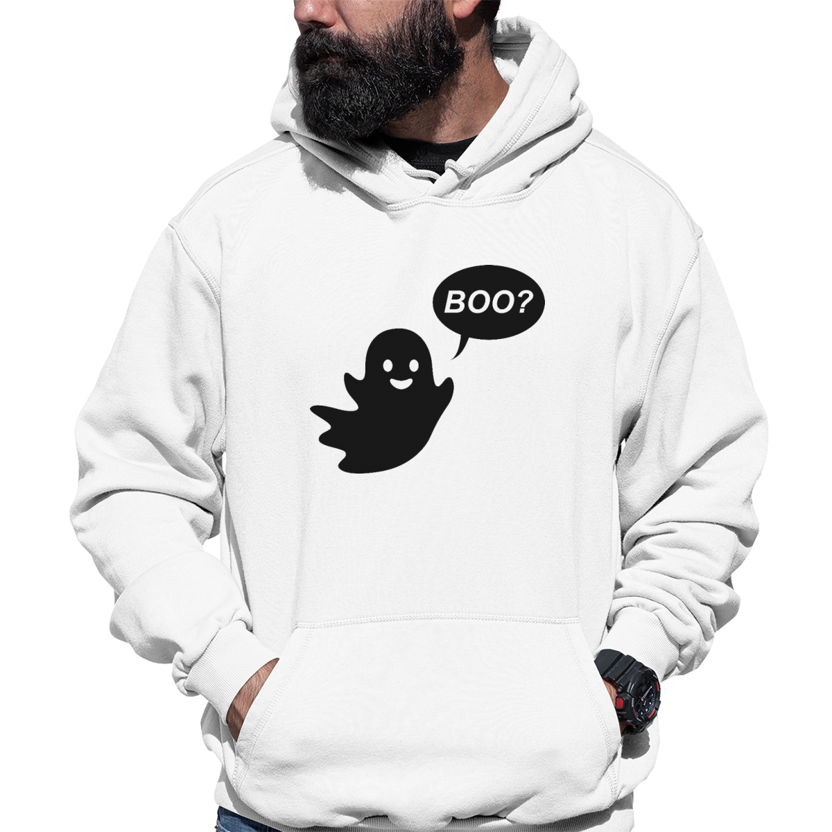 Cute Ghost Halloween Unisex Hoodie | White