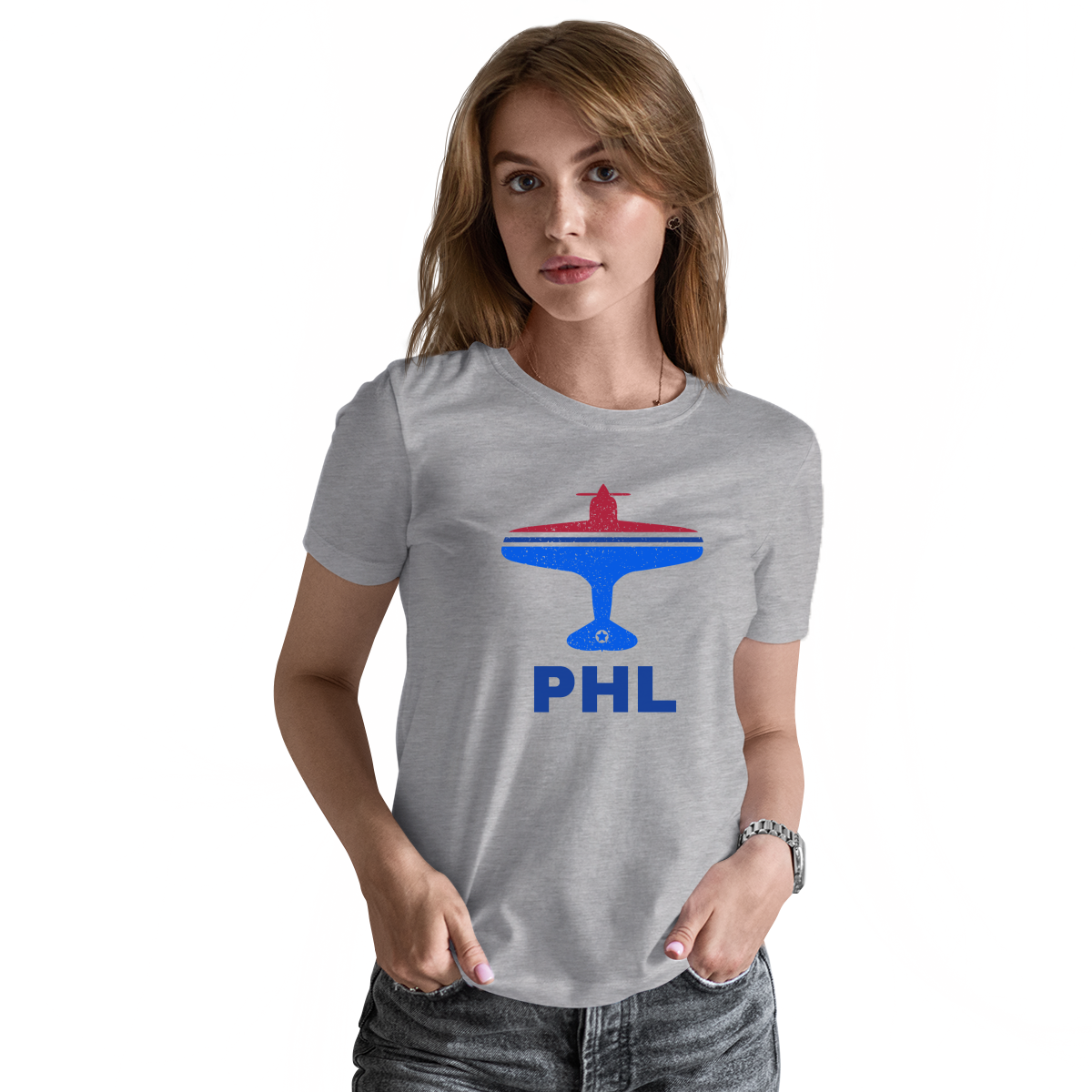 Fly Philadelphia PHL Airport Women's T-shirt | Gray