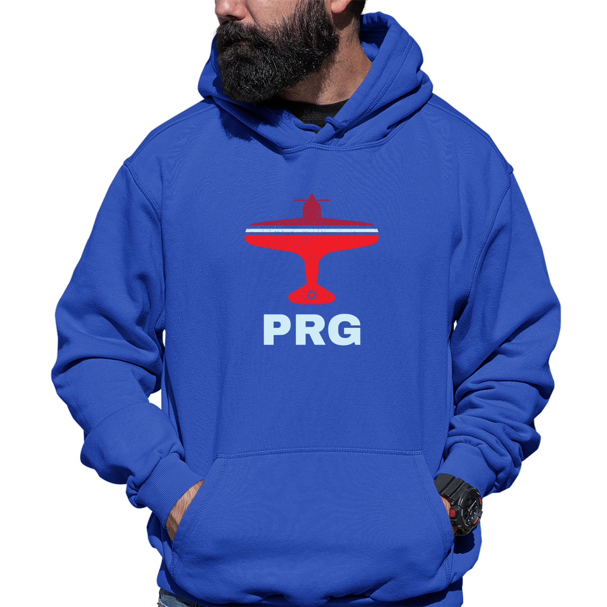 Fly Prague PRG Airport Unisex Hoodie | Blue