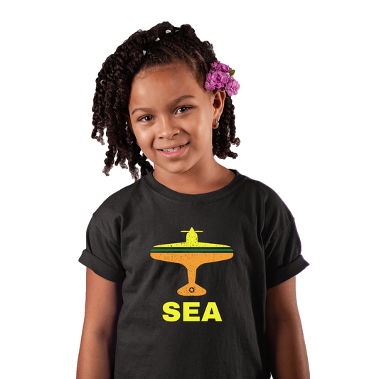 Fly Seattle SEA Airport Kids T-shirt | Black