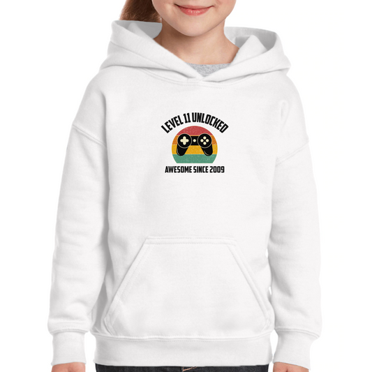 LEVEL 11 UNLOCKED Kids Hoodie | White