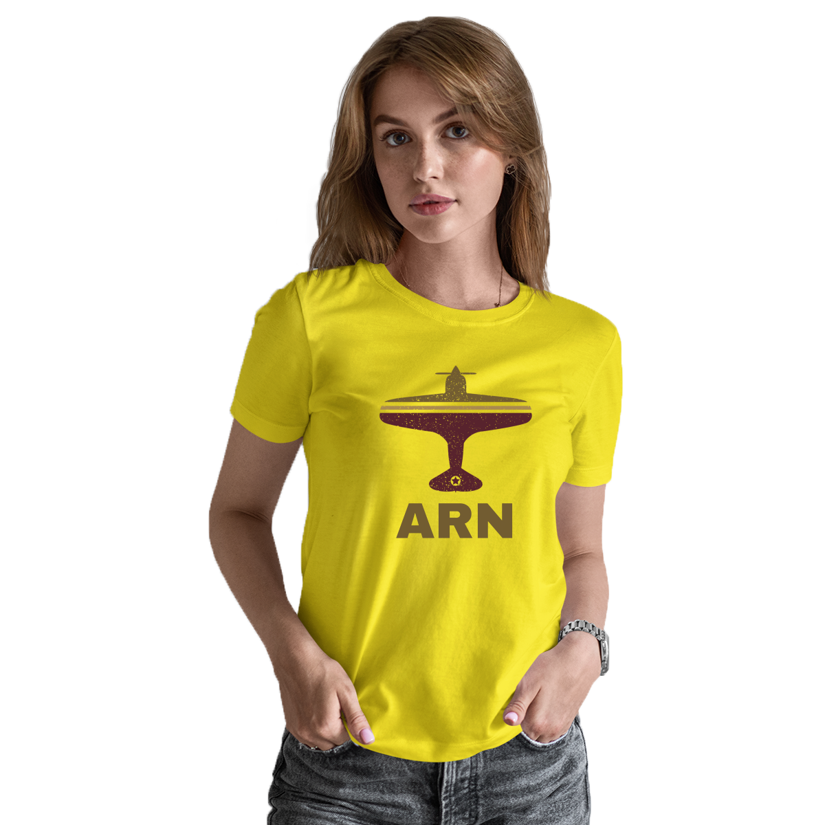 Fly Stockholm ARN Airport Women's T-shirt | Yellow