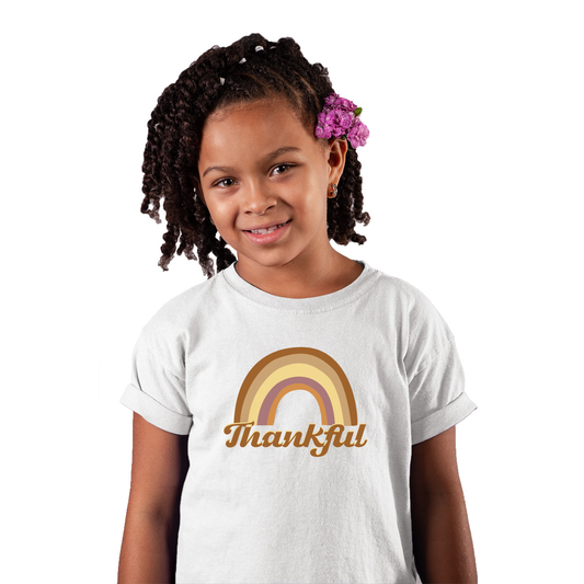 Thankful Retro Rainbow Kids T-shirt | White