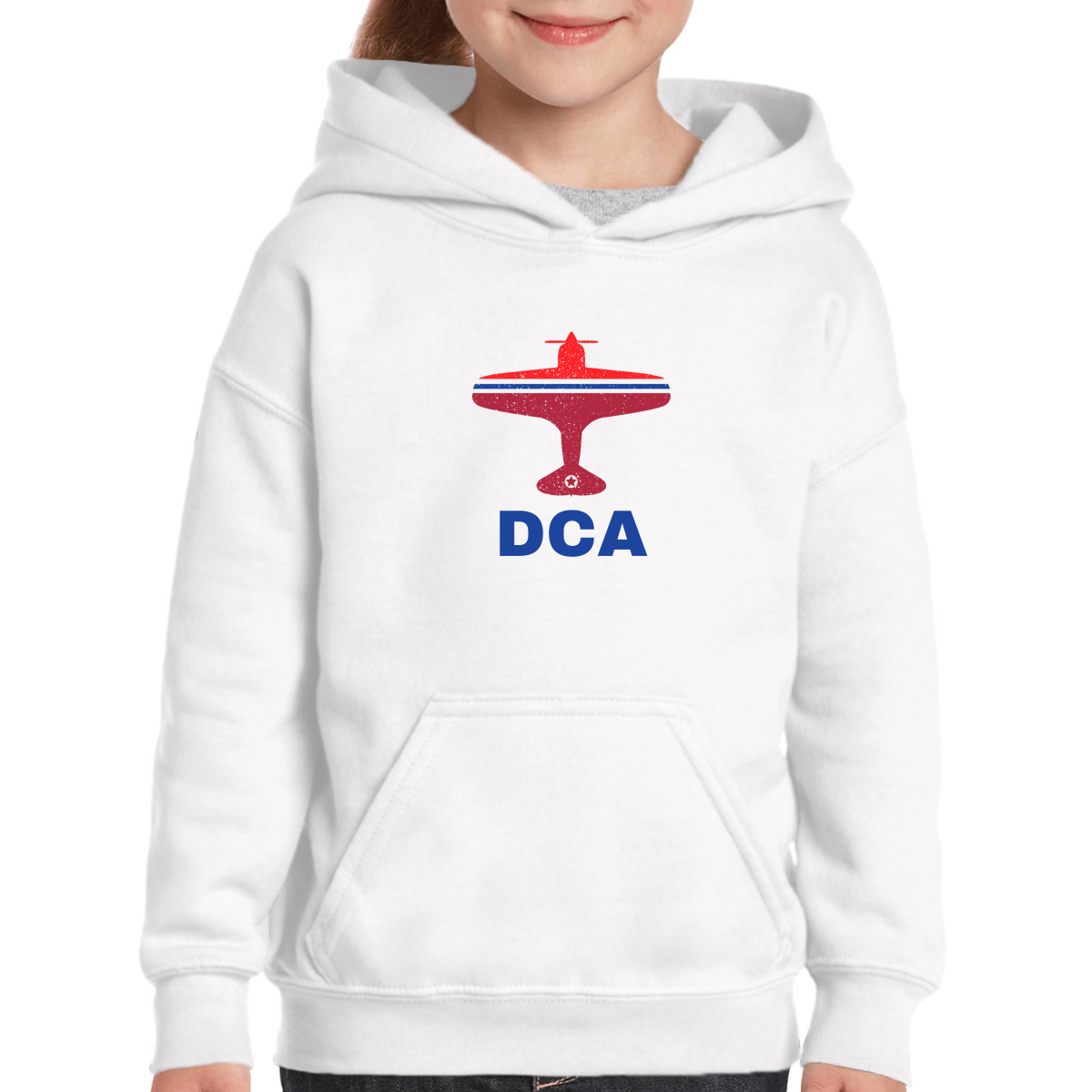 Fly Washington D.C. DCA Airport Kids Hoodie | White