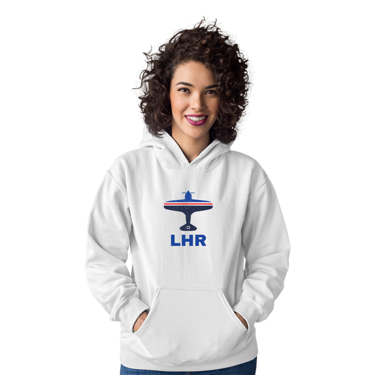 Fly London LHR Airport Unisex Hoodie | White