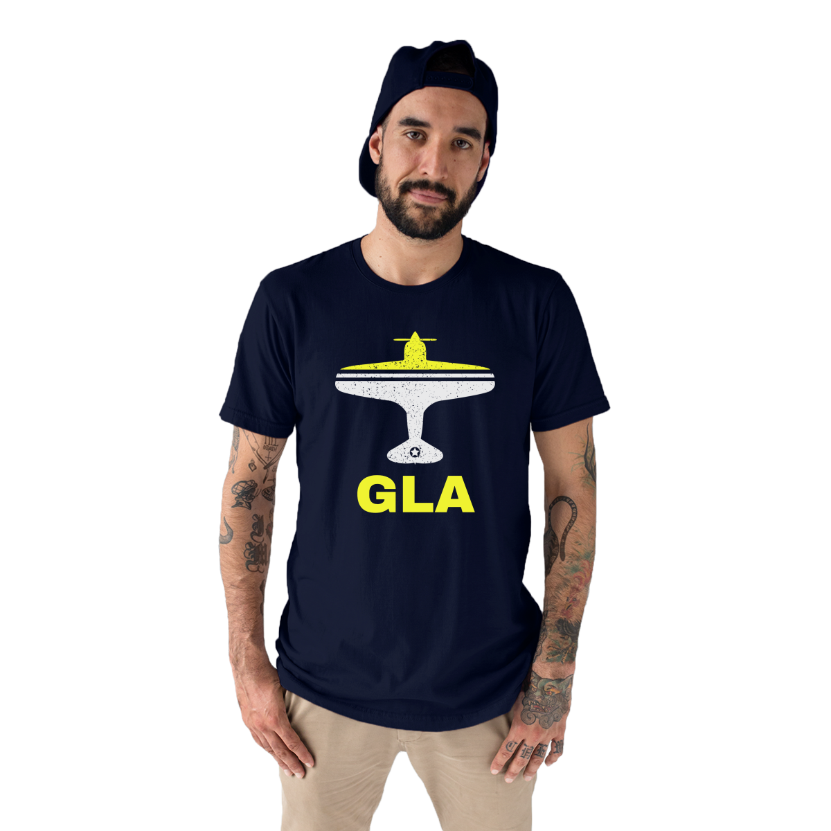 Fly Glasgow GLA Airport Men's T-shirt | Navy