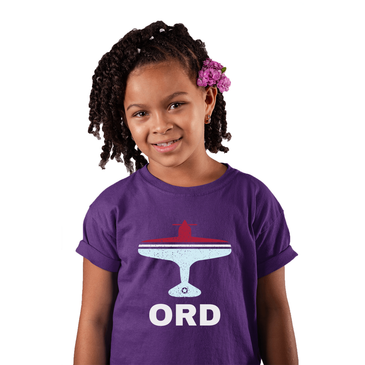 Fly Chicago ORD Airport Kids T-shirt | Purple