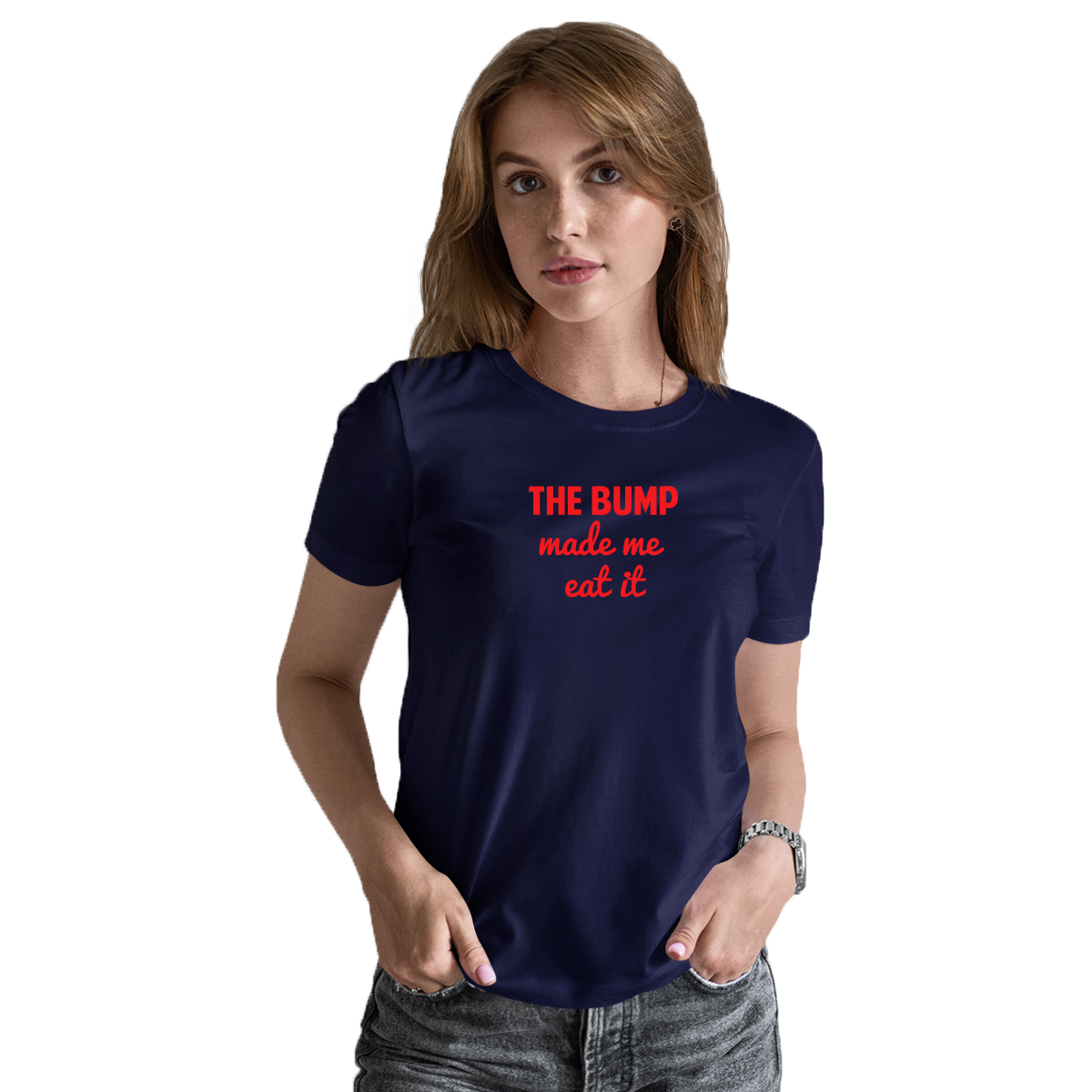 The Bump Made Me Eat It Women's T-shirt | Navy