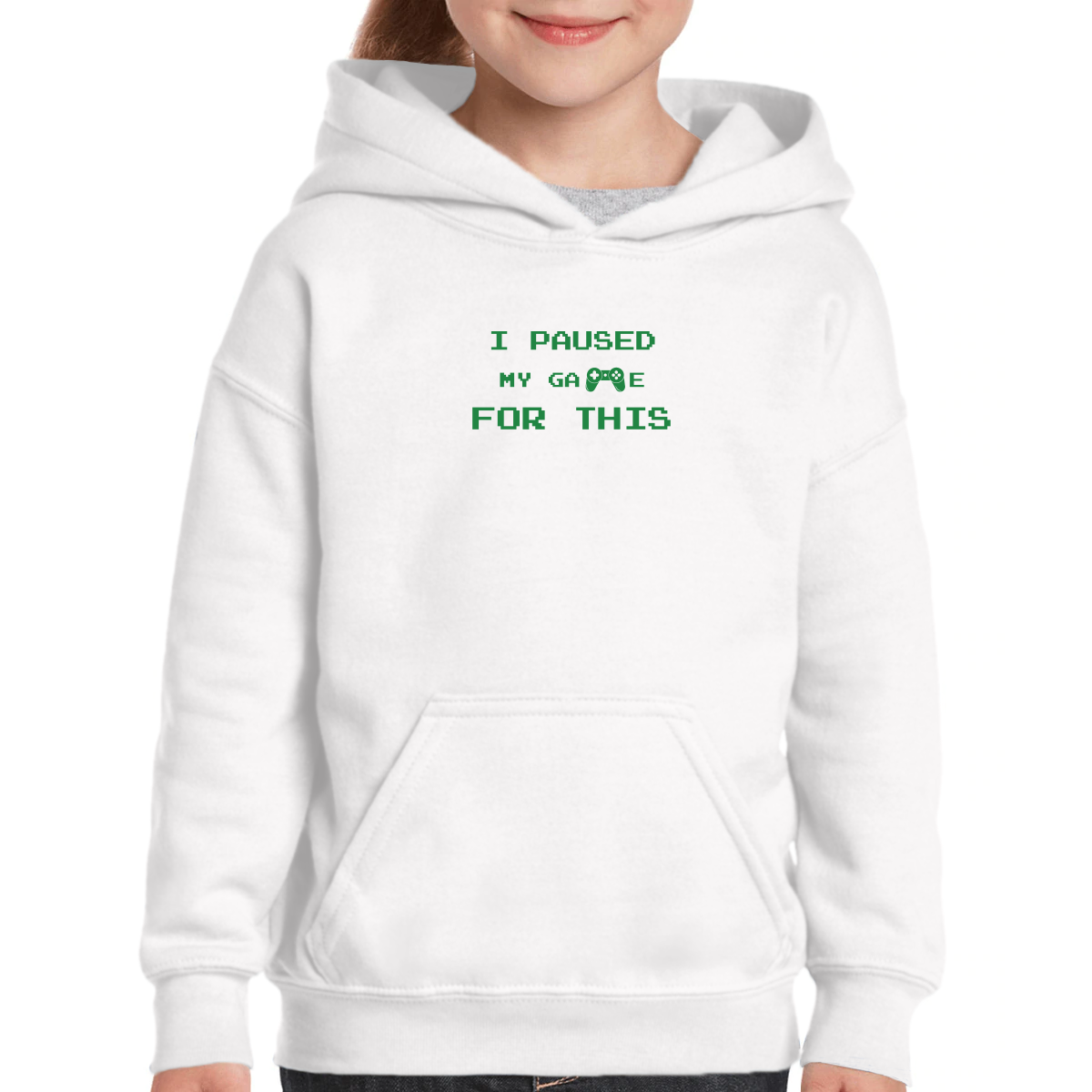 I Paused My Game For This Kids Hoodie | White