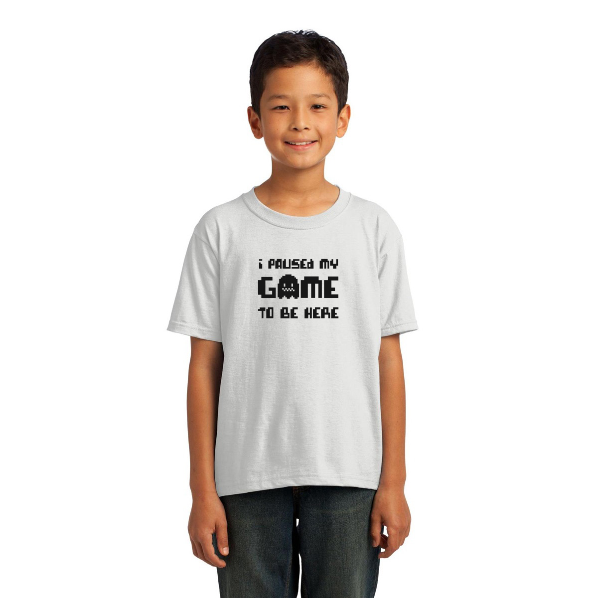 I Paused My Game To Be Here Kids T-shirt | White