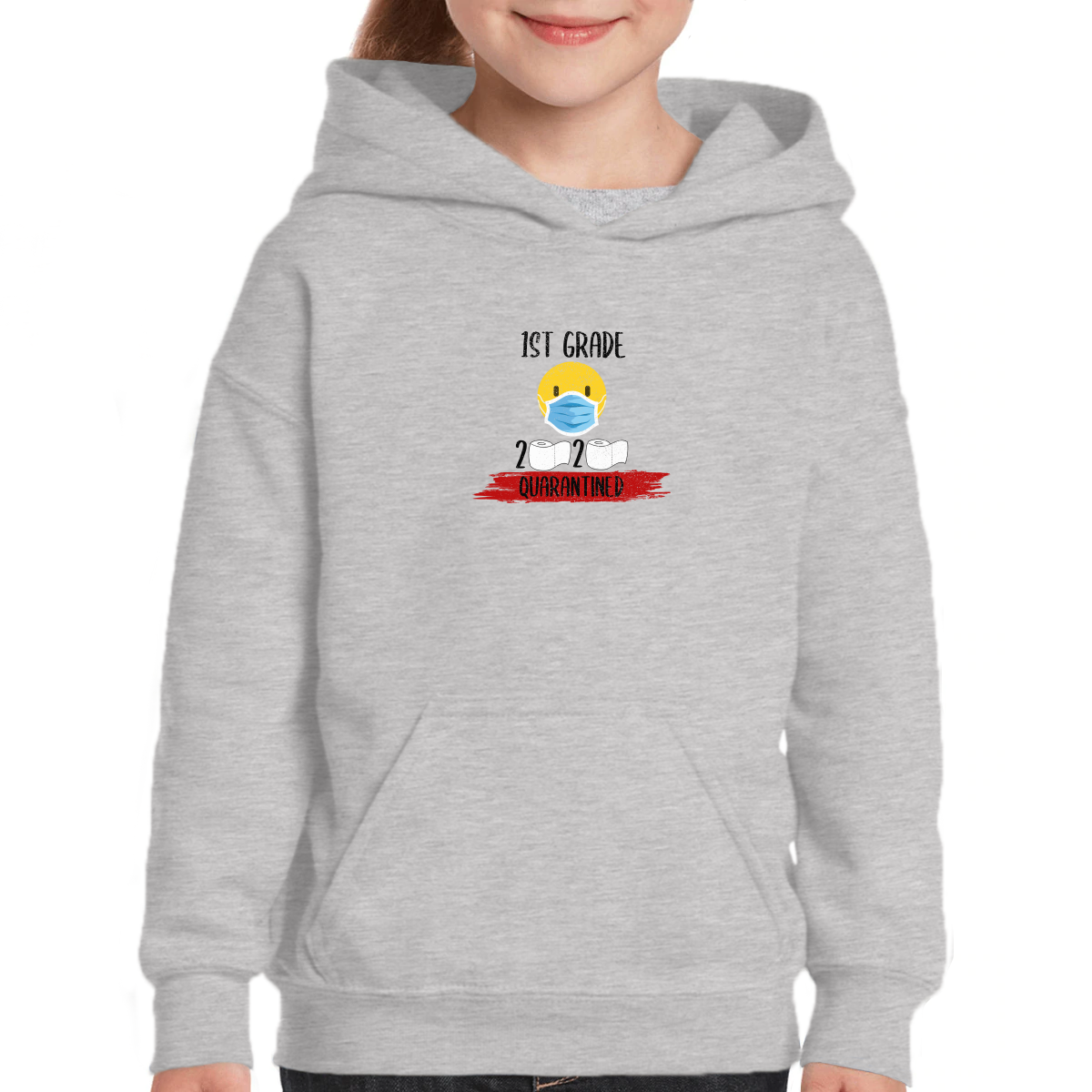 1st Grader Quarantined Kids Hoodie | Gray