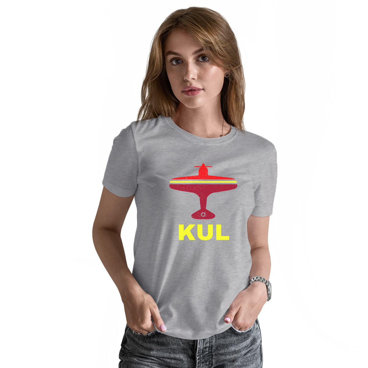 Fly Kuala Lumpur KUL Airport Women's T-shirt | Gray