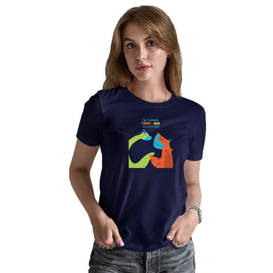 I'm turning three-rex quarantined Women's T-shirt | Navy