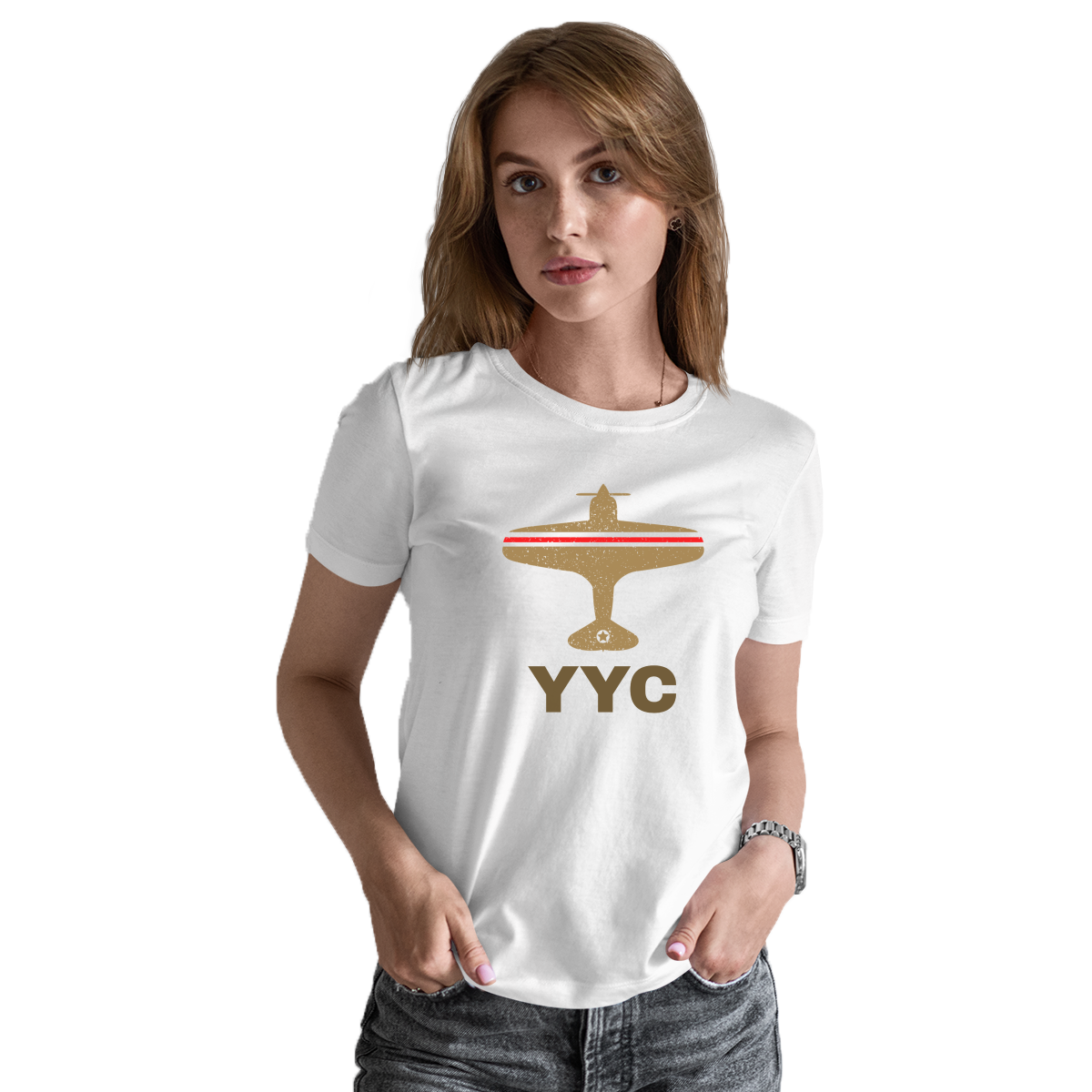Fly Calgary YYC Airport Women's T-shirt | White