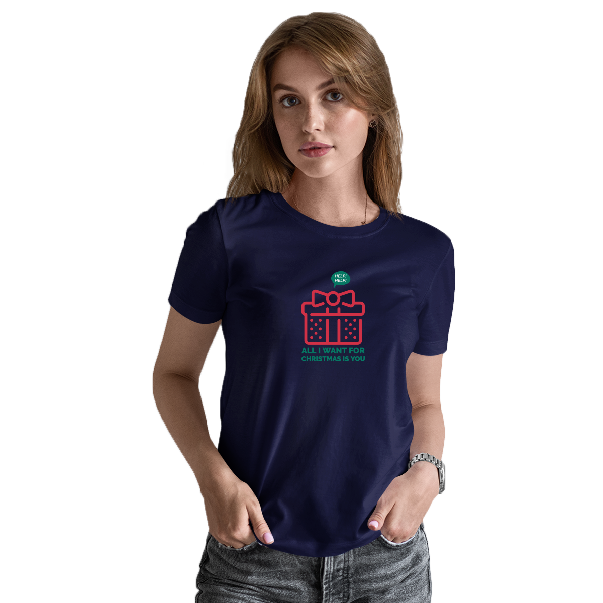 All I Want For Christmas Is You Women's T-shirt | Navy