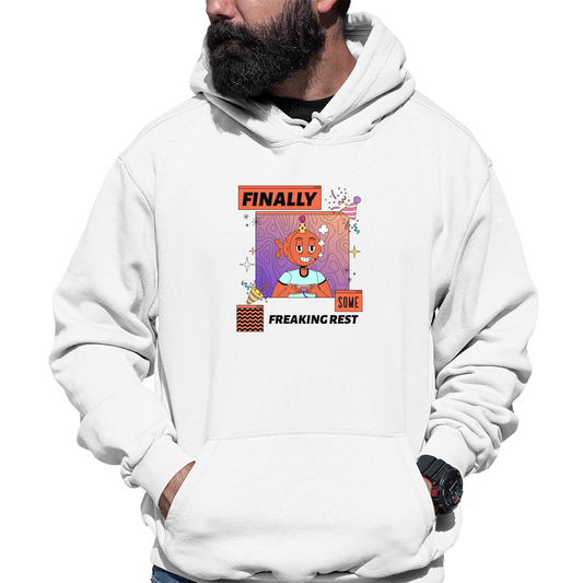 Finally Som Freaking Rest Unisex Hoodie | White