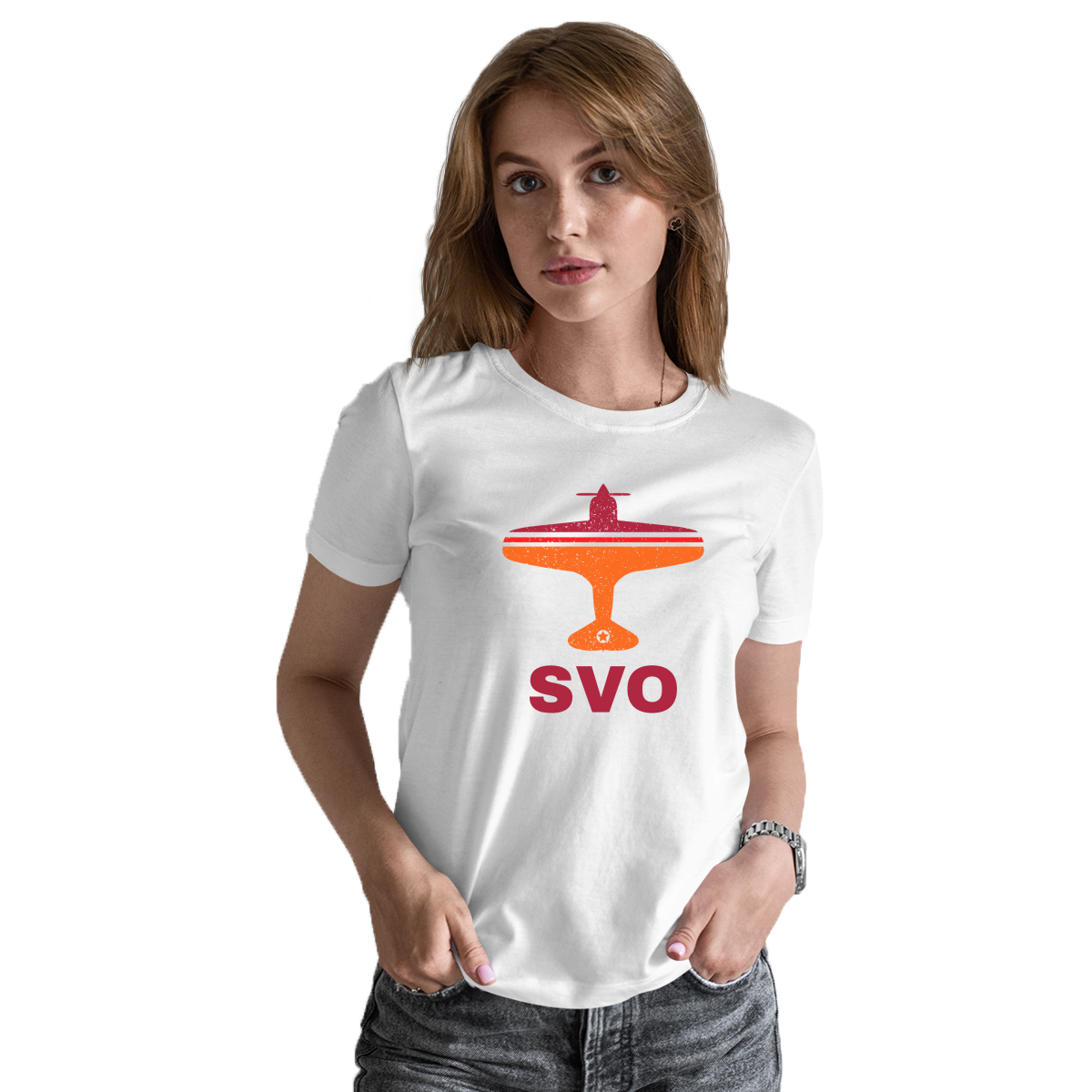 Fly Moscow SVO Airport Women's T-shirt | White