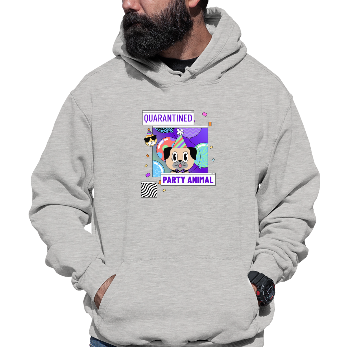 Quarantined Party Animal Unisex Hoodie | Gray