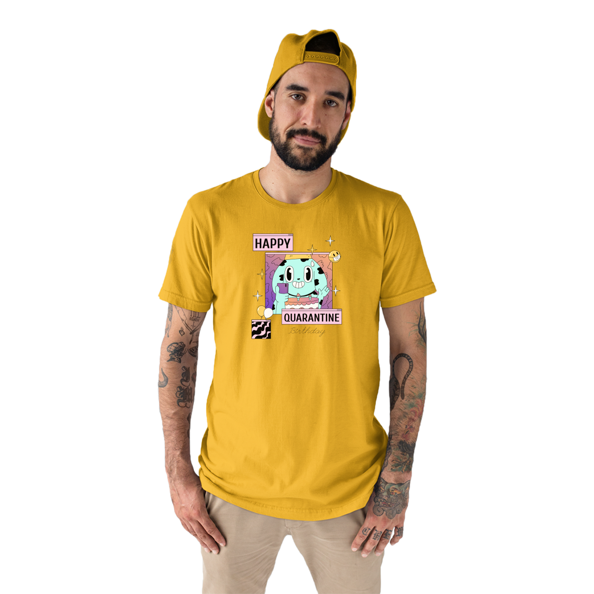 Happy Quarantine Birthday Men's T-shirt | Yellow