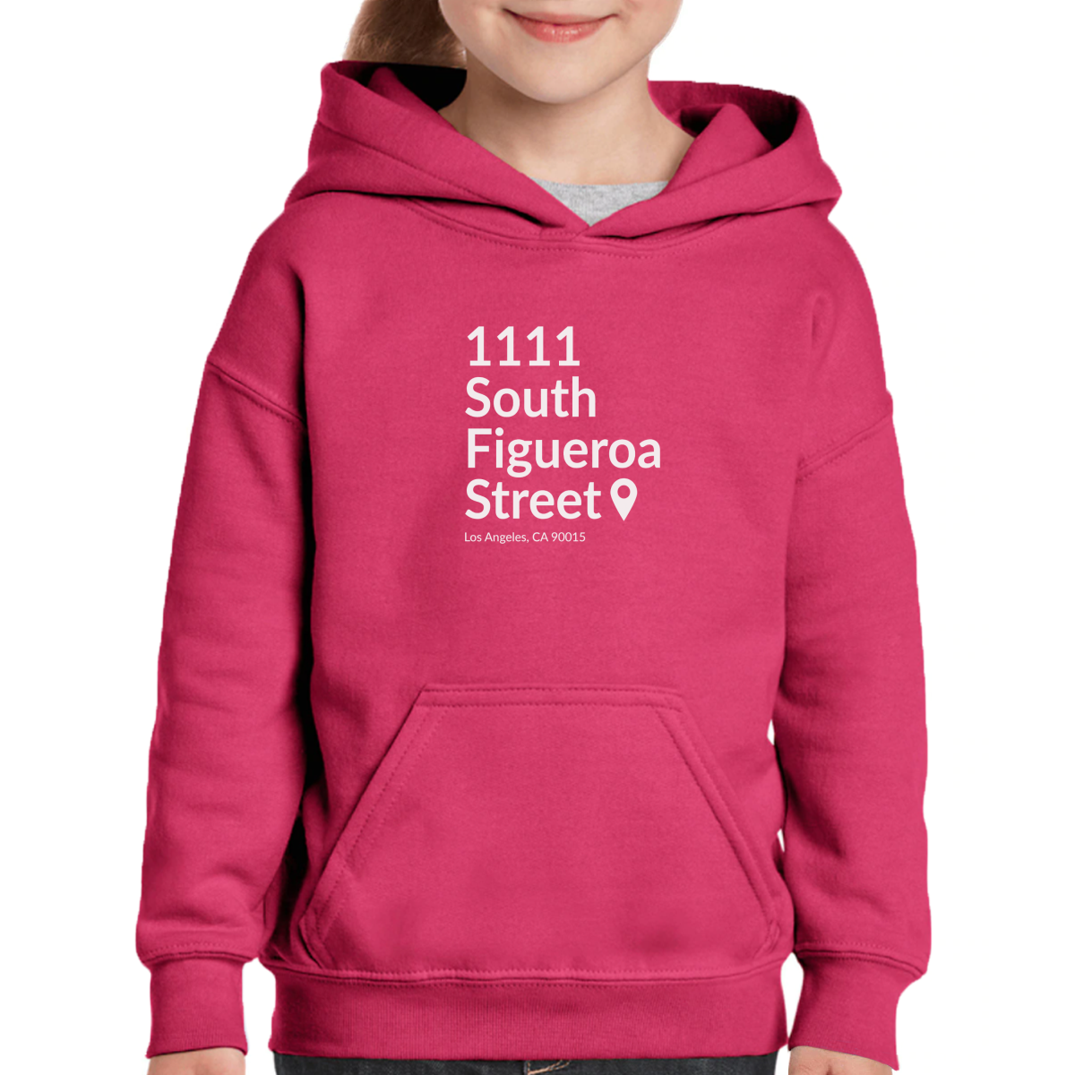 Los Angeles Basketball Stadium Kids Hoodie | Pink