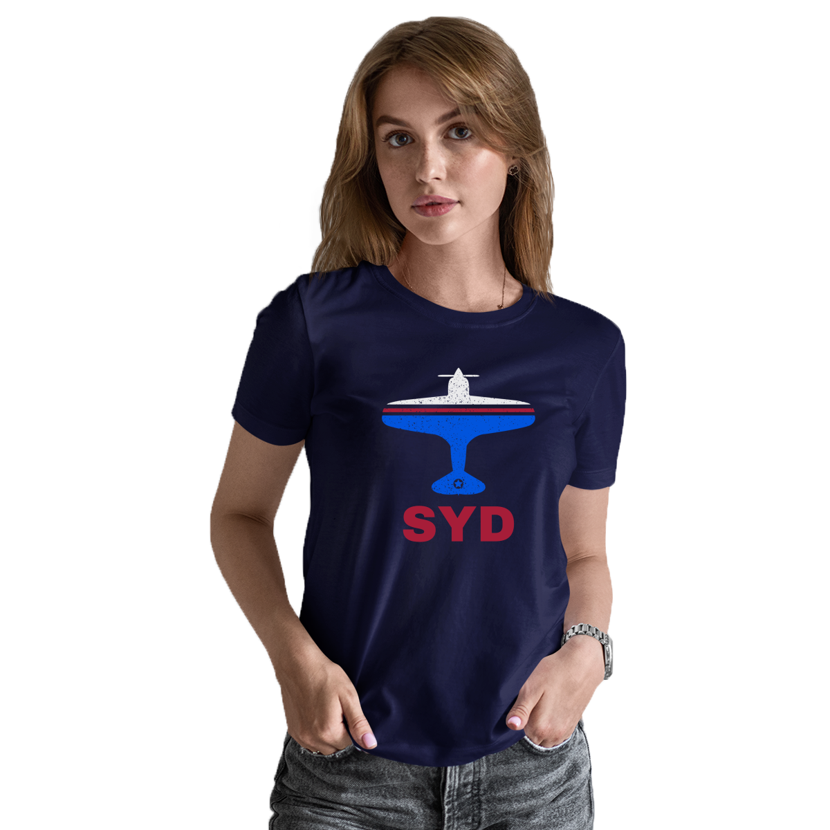 Fly Sydney SYD Airport Women's T-shirt | Navy