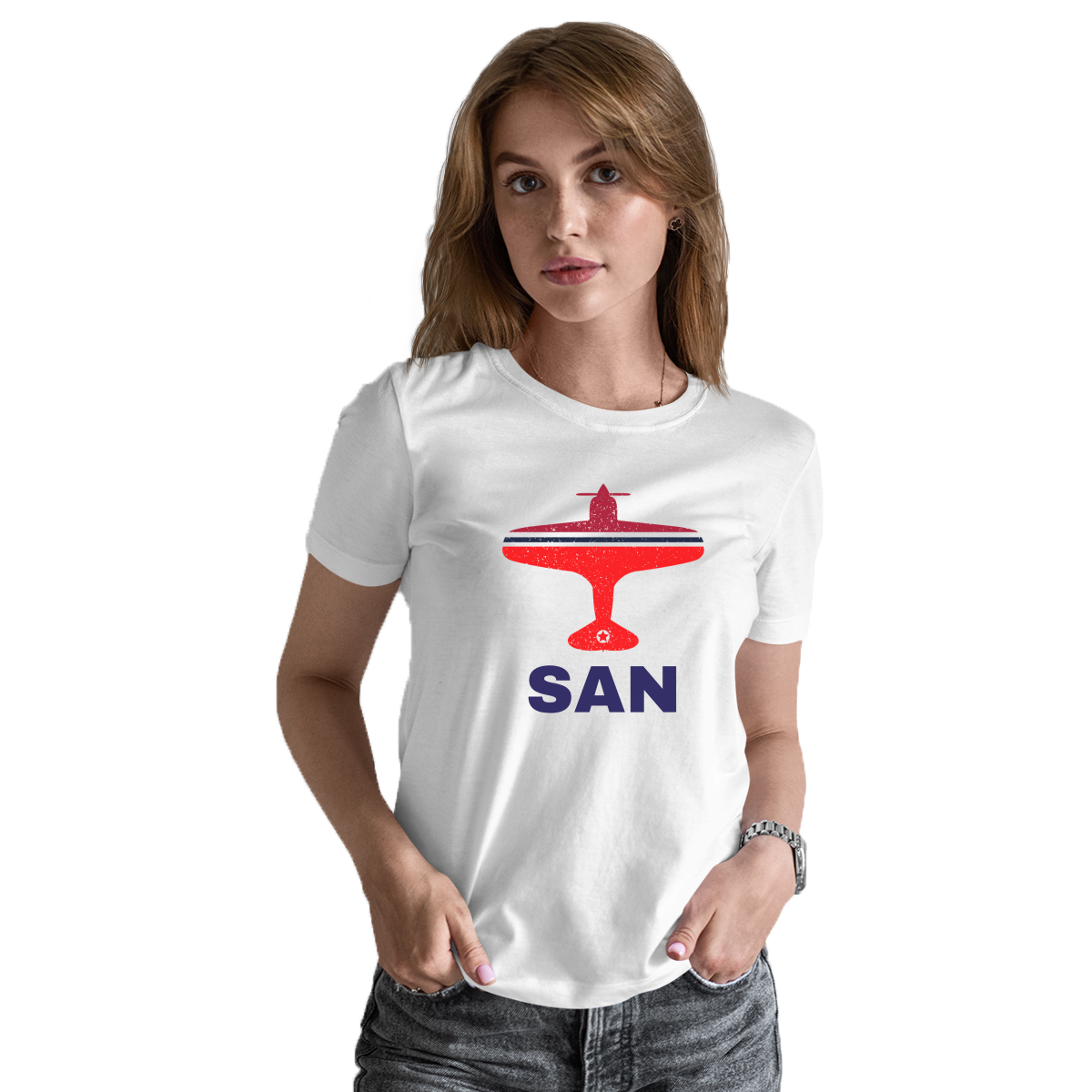 Fly San Diego SAN Airport Women's T-shirt | White