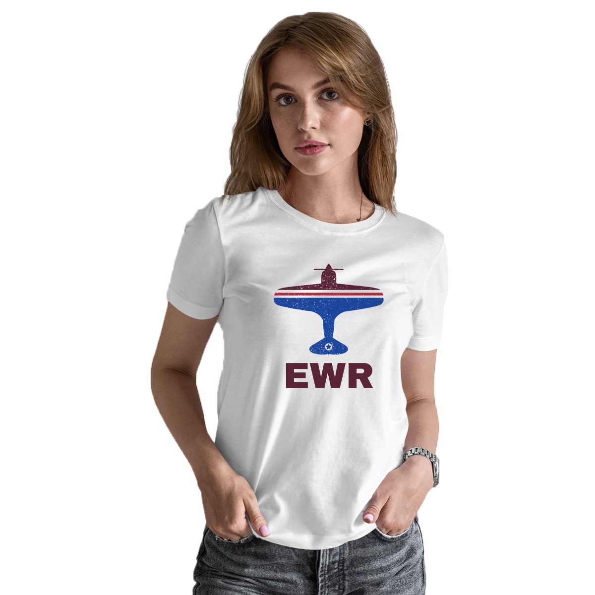 Fly Newark EWR Airport Women's T-shirt | White