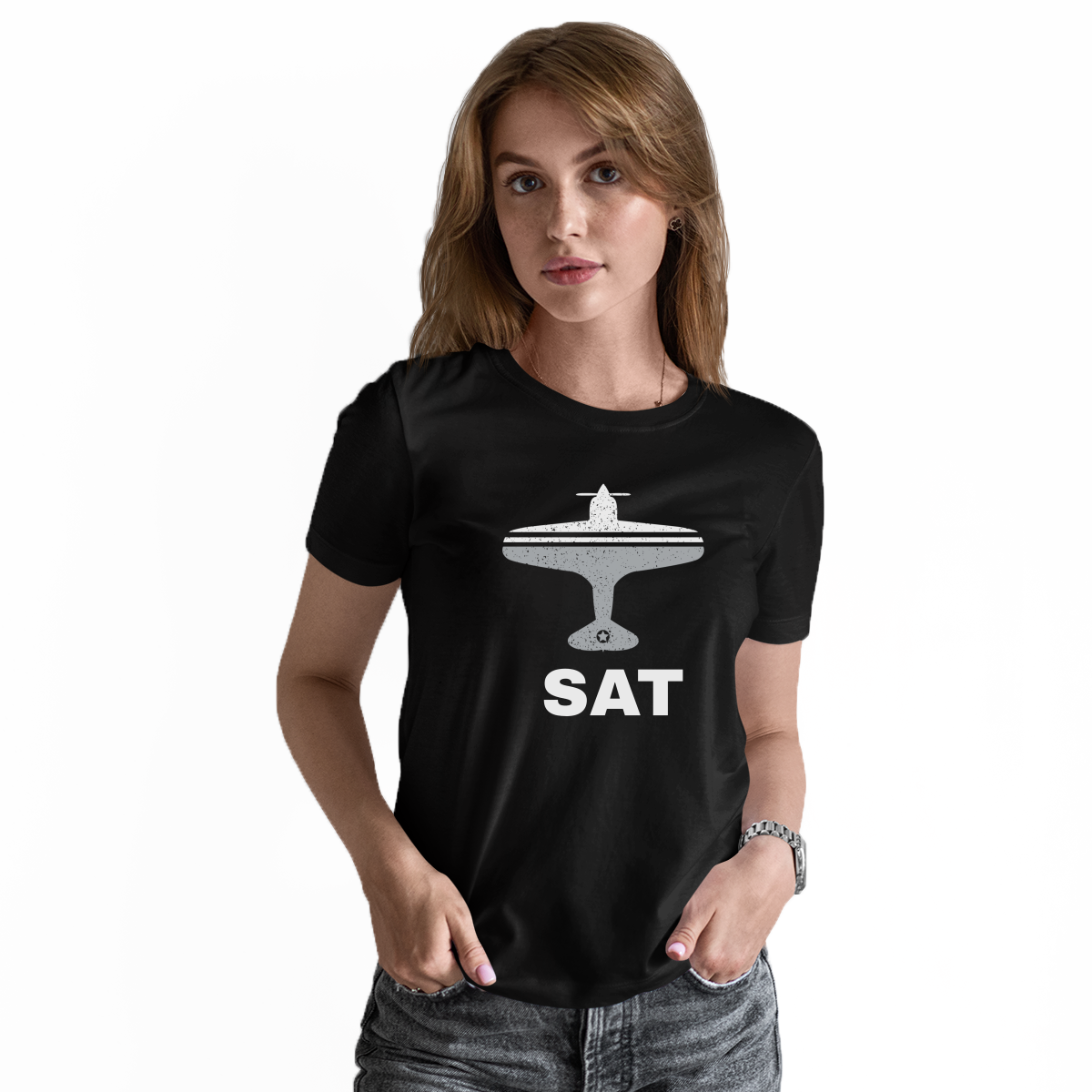 Fly San Antonio SAT Airport Women's T-shirt | Black