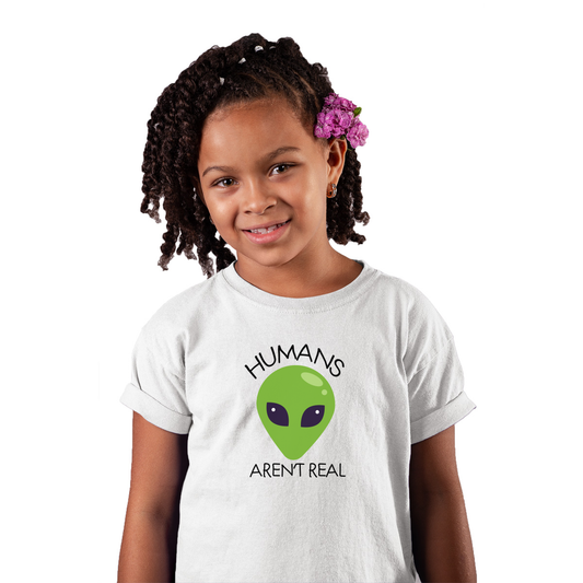 Humans Aren't Real Kids T-shirt | White